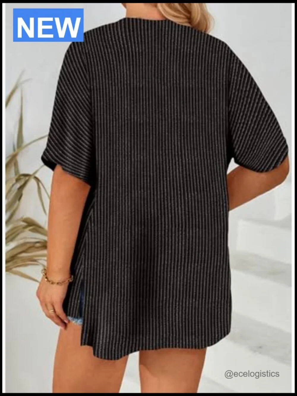 Plus Size Lightweight Cardigan Half Sleeve Ribbed Knit Kimono Tops